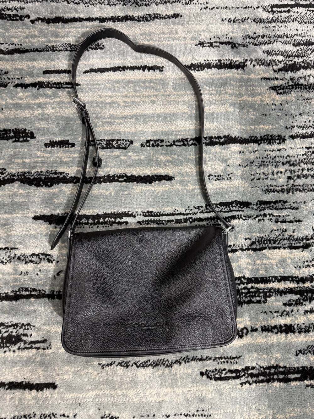 Coach Black Pebbled Leather Messenger Crossbody Bag